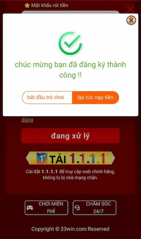 Bước 4 Đăng Ký Tài Khoản 33WIN