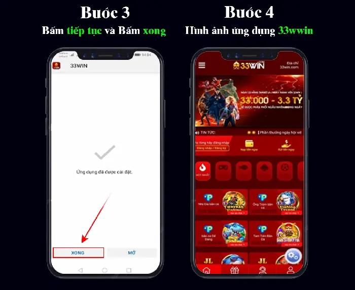 Bước 3 và 4 tải app về điện thoại Android