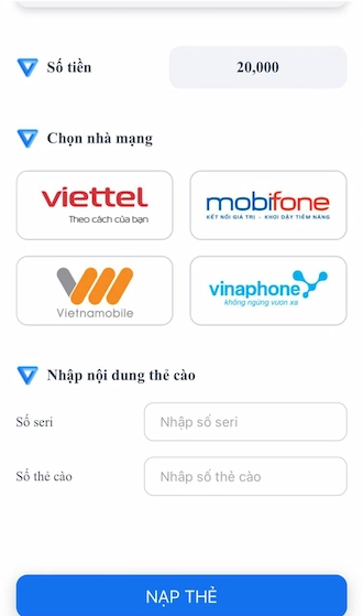 Nạp Tiền Bằng Thẻ Cào