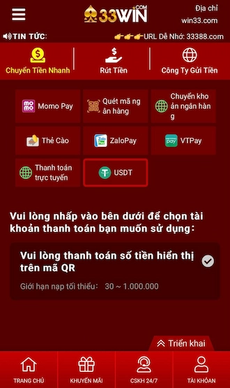 Nạp Tiền USDT